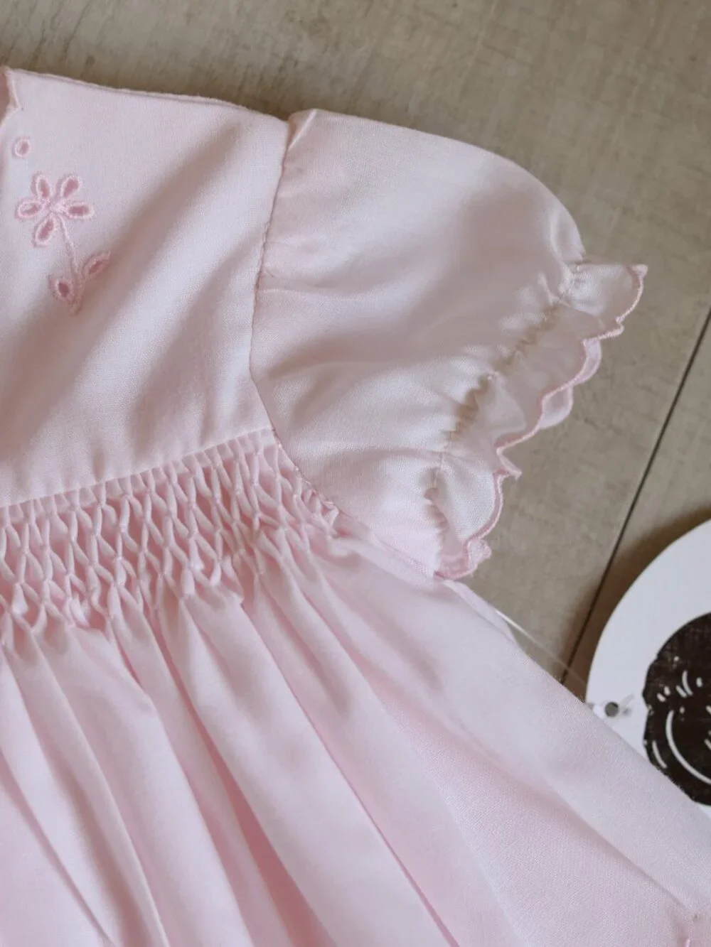 Pink Smocked Heirloom Float Dress Floral Embroidery Eyelet Preemie Sarah Louise